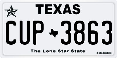 TX license plate CUP3863