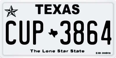 TX license plate CUP3864
