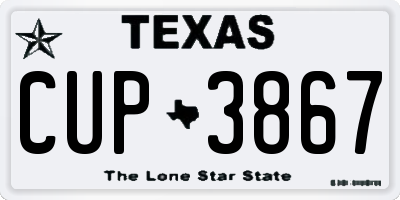 TX license plate CUP3867