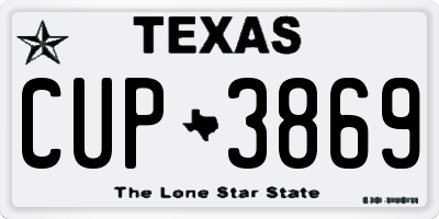 TX license plate CUP3869