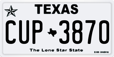 TX license plate CUP3870
