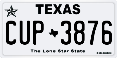 TX license plate CUP3876