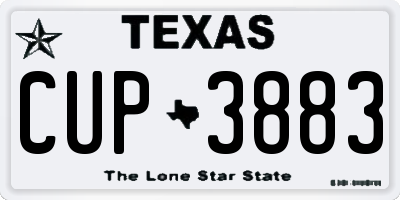 TX license plate CUP3883