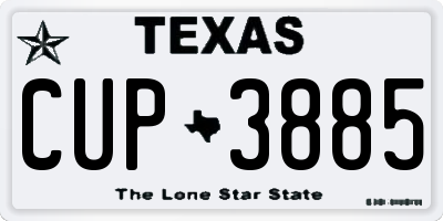TX license plate CUP3885