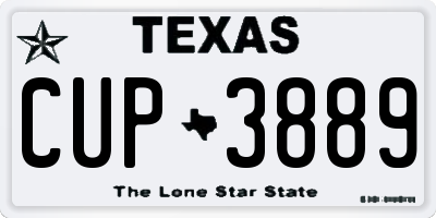TX license plate CUP3889