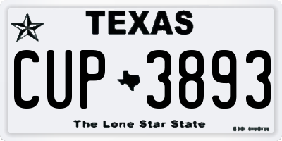 TX license plate CUP3893