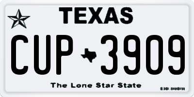 TX license plate CUP3909