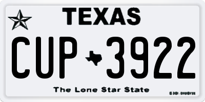 TX license plate CUP3922