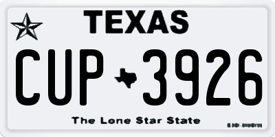 TX license plate CUP3926