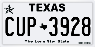 TX license plate CUP3928