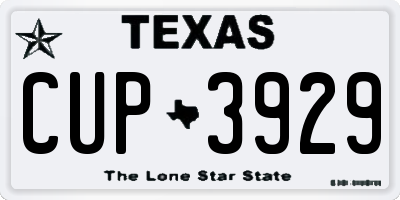 TX license plate CUP3929