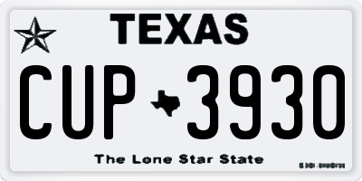 TX license plate CUP3930