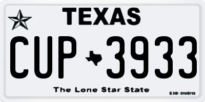 TX license plate CUP3933