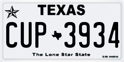TX license plate CUP3934