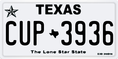 TX license plate CUP3936
