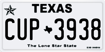 TX license plate CUP3938