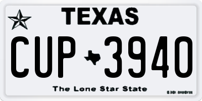 TX license plate CUP3940