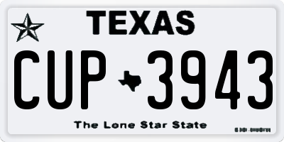 TX license plate CUP3943