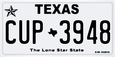 TX license plate CUP3948
