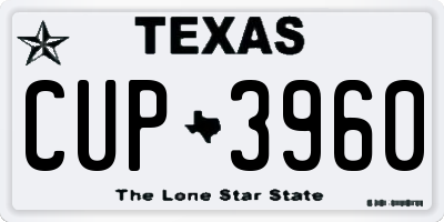TX license plate CUP3960