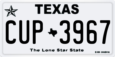 TX license plate CUP3967