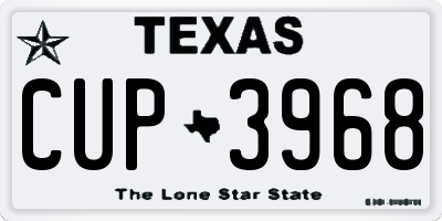 TX license plate CUP3968