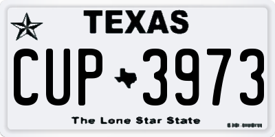 TX license plate CUP3973