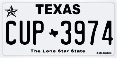 TX license plate CUP3974