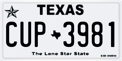TX license plate CUP3981