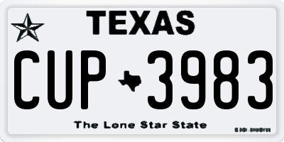 TX license plate CUP3983