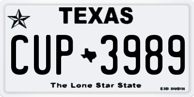 TX license plate CUP3989