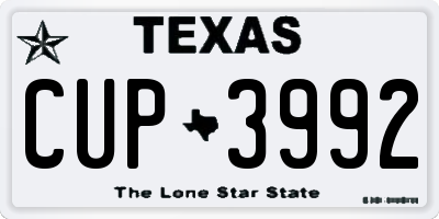 TX license plate CUP3992