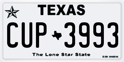 TX license plate CUP3993