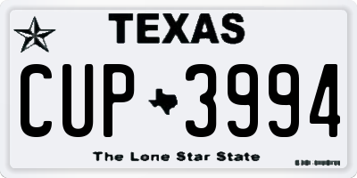 TX license plate CUP3994