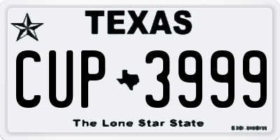 TX license plate CUP3999