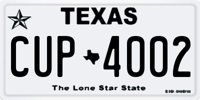 TX license plate CUP4002
