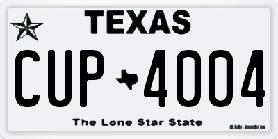 TX license plate CUP4004