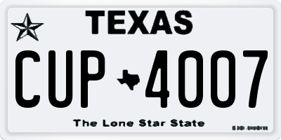 TX license plate CUP4007