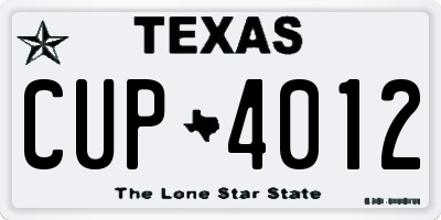 TX license plate CUP4012