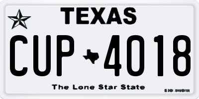 TX license plate CUP4018