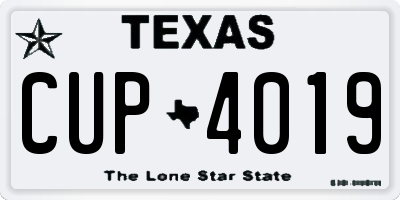 TX license plate CUP4019