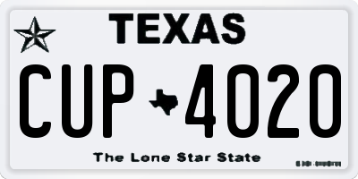 TX license plate CUP4020