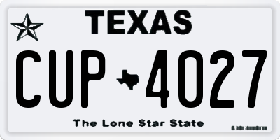 TX license plate CUP4027