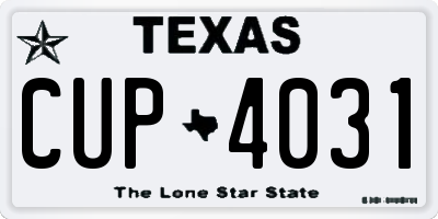 TX license plate CUP4031