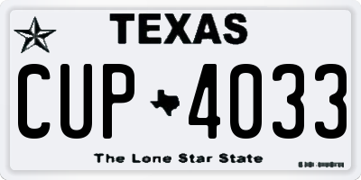 TX license plate CUP4033