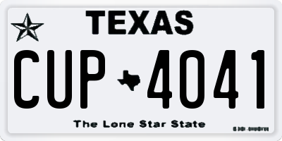 TX license plate CUP4041