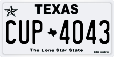 TX license plate CUP4043