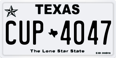 TX license plate CUP4047