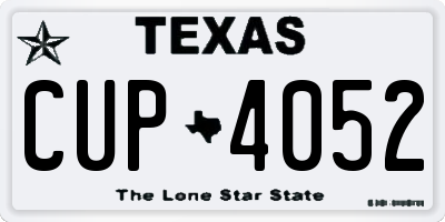 TX license plate CUP4052