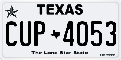 TX license plate CUP4053